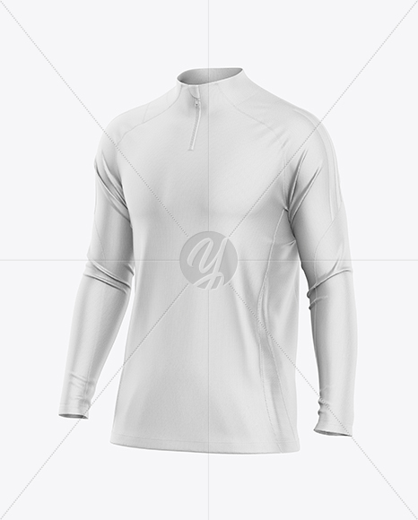 Training Zipper Long Sleeve Jersey Mockup - Half Side view