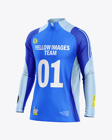 Training Zipper Long Sleeve Jersey Mockup - Half Side view