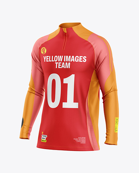 Training Zipper Long Sleeve Jersey Mockup - Half Side view