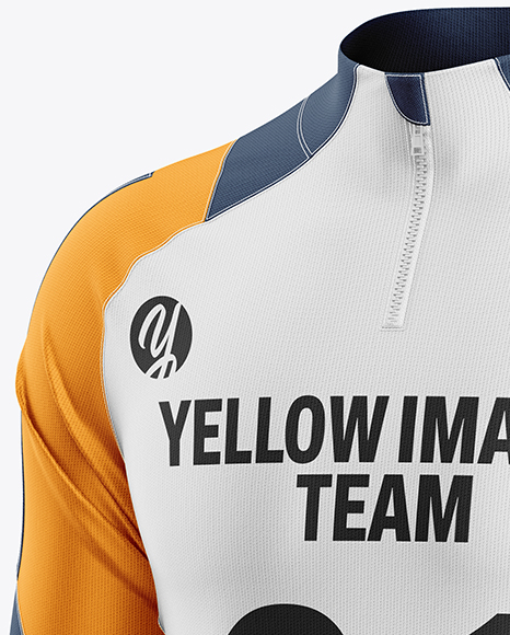 Training Zipper Long Sleeve Jersey Mockup - Half Side view