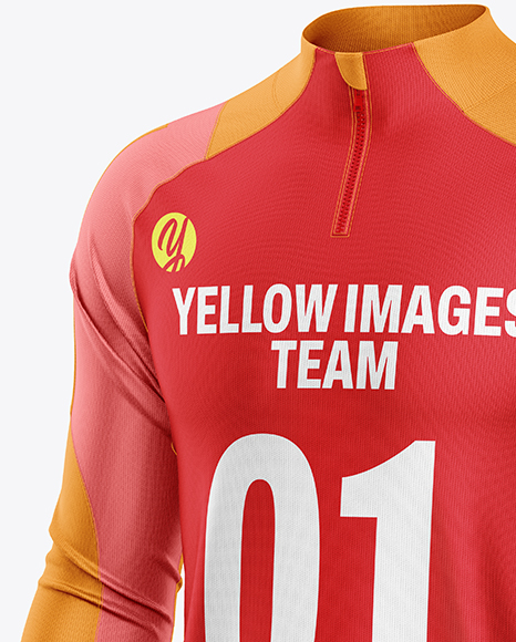 Training Zipper Long Sleeve Jersey Mockup - Half Side view
