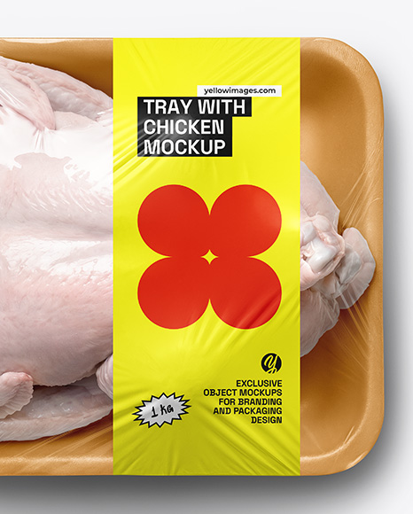 Tray With Raw Chicken Mockup