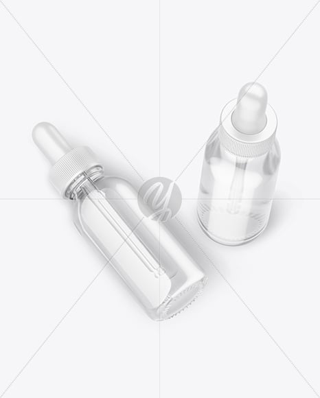 Two Clear Glass Dropper Bottles Mockup