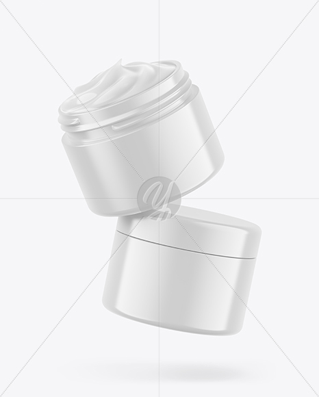 Two Glossy Jars W/ Cream Mockup