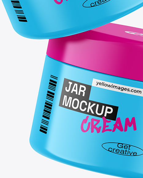 Two Glossy Jars W/ Cream Mockup