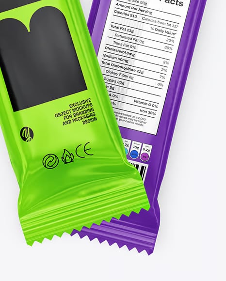 Two Glossy Stick Sachets Mockup