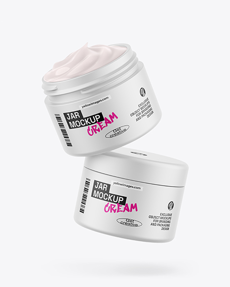 Two Matte Jars W Cream Mockup