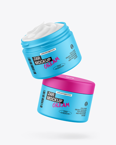 Two Matte Jars W/ Cream Mockup