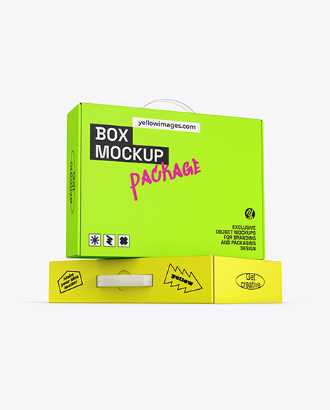 Two Paper Box With Handle Mockup - Packaging mockups