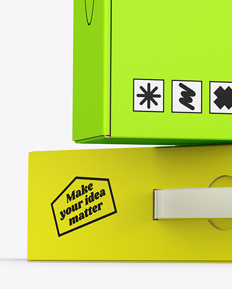 Two Paper Box With Handle Mockup