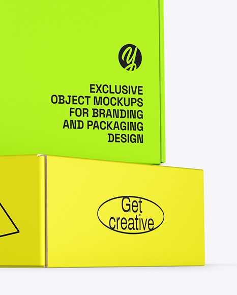 Two Paper Box With Handle Mockup