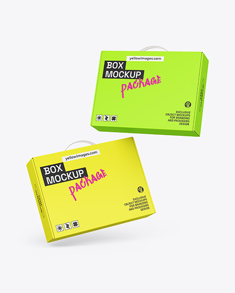 Two Paper Box With Handle Mockup