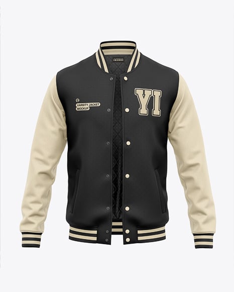 Varsity Jacket with Leather Sleeves - Apparel mockups