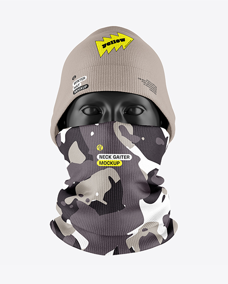 Winter Hat & Neck Gaiter Mockup - Front View - Apparel mockups