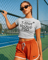 Woman in a Cropped T-Shirt and Shorts Mockup