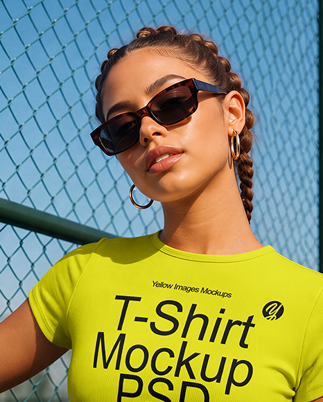 Woman in a Cropped T-Shirt and Shorts Mockup