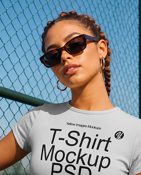 Woman in a Cropped T-Shirt and Shorts Mockup