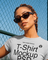 Woman in a Cropped T-Shirt and Shorts Mockup