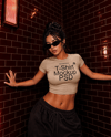 Young Woman Wearing Cropped Tee Mockup