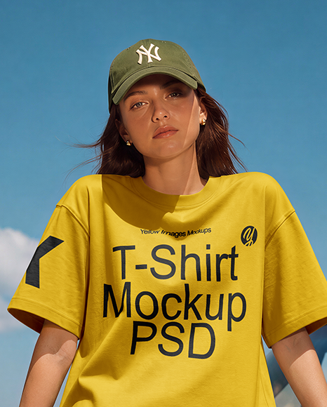 Woman in an Oversized T-Shirt and Cargo Pants Mockup