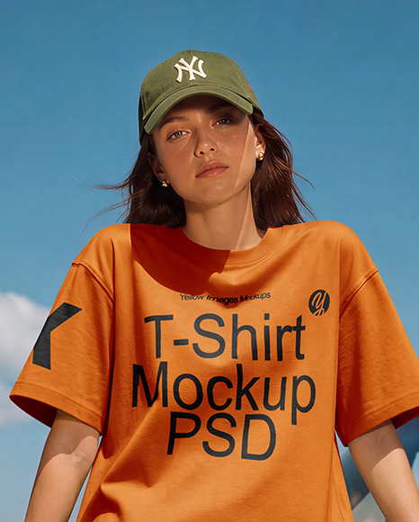 Woman in an Oversized T-Shirt and Cargo Pants Mockup