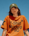 Woman in an Oversized T-Shirt and Cargo Pants Mockup