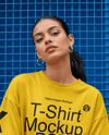 Woman in an Oversized T-Shirt and Sweatpants Mockup