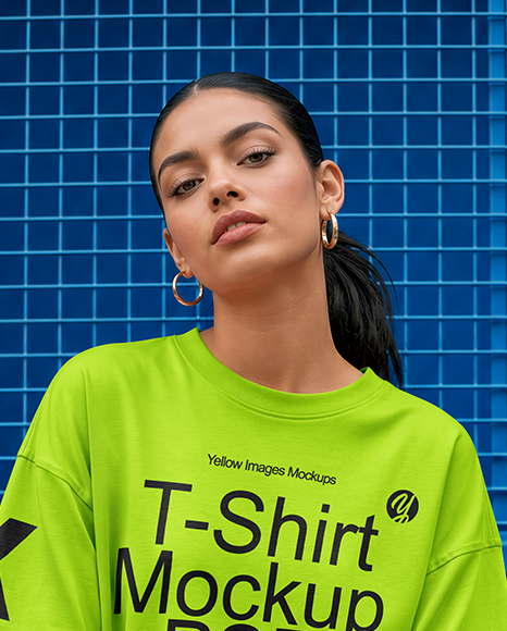Woman in an Oversized T-Shirt and Sweatpants Mockup