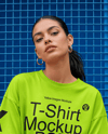 Woman in an Oversized T-Shirt and Sweatpants Mockup