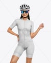 Woman Wearing Cycling Jersey and Bib Shorts Mockup