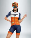 Woman Wearing Cycling Jersey and Bib Shorts Mockup