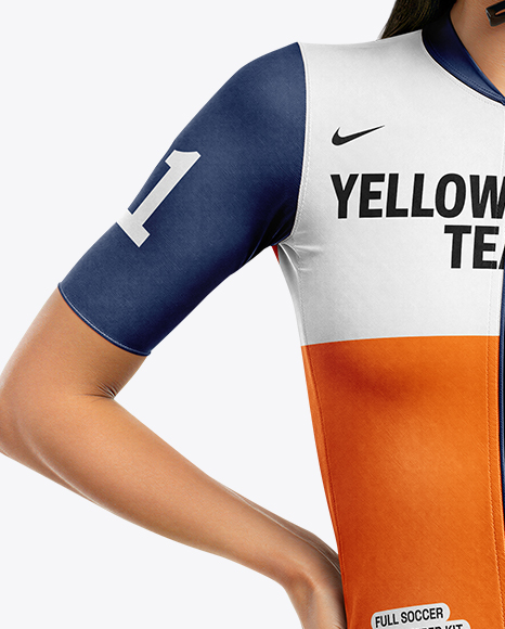 Woman Wearing Cycling Jersey and Bib Shorts Mockup