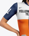 Woman Wearing Cycling Jersey and Bib Shorts Mockup