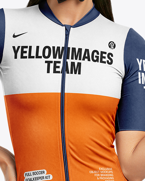 Woman Wearing Cycling Jersey and Bib Shorts Mockup