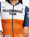 Woman Wearing Cycling Jersey and Bib Shorts Mockup