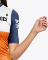 Woman Wearing Cycling Jersey and Bib Shorts Mockup