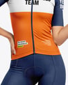 Woman Wearing Cycling Jersey and Bib Shorts Mockup