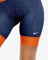 Woman Wearing Cycling Jersey and Bib Shorts Mockup