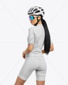 Woman Wearing Cycling Jersey and Bib Shorts Mockup