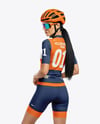 Woman Wearing Cycling Jersey and Bib Shorts Mockup