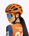 Woman Wearing Cycling Jersey and Bib Shorts Mockup