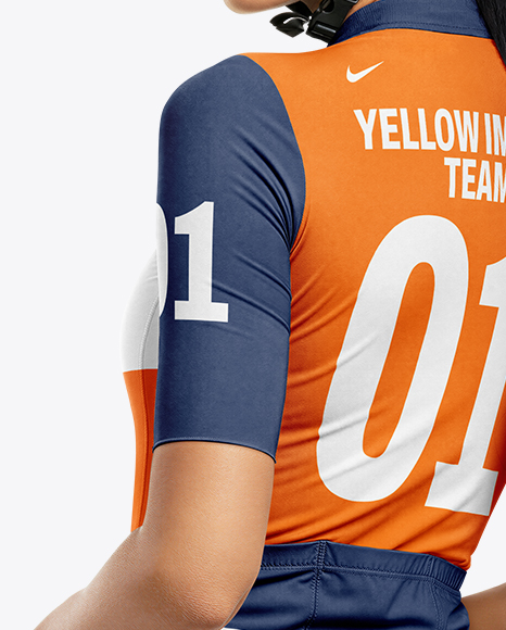 Woman Wearing Cycling Jersey and Bib Shorts Mockup