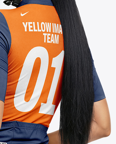 Woman Wearing Cycling Jersey and Bib Shorts Mockup