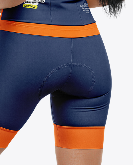 Woman Wearing Cycling Jersey and Bib Shorts Mockup