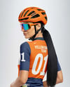 Woman Wearing Cycling Jersey and Bib Shorts Mockup