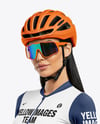 Woman Wearing Cycling Jersey and Bib Shorts Mockup