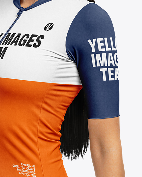 Woman Wearing Cycling Jersey and Bib Shorts Mockup