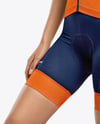 Woman Wearing Cycling Jersey and Bib Shorts Mockup