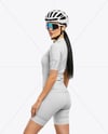 Woman Wearing Cycling Jersey and Bib Shorts Mockup