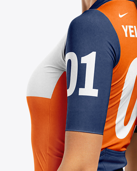 Woman Wearing Cycling Jersey and Bib Shorts Mockup
